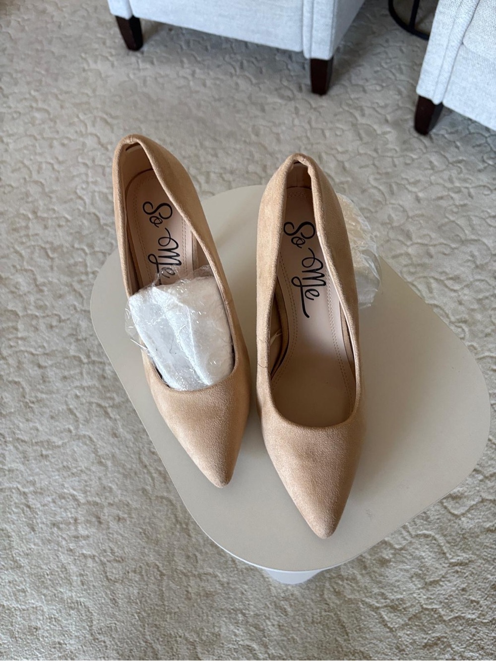 So Me Beige Pointed-Toe Pumps